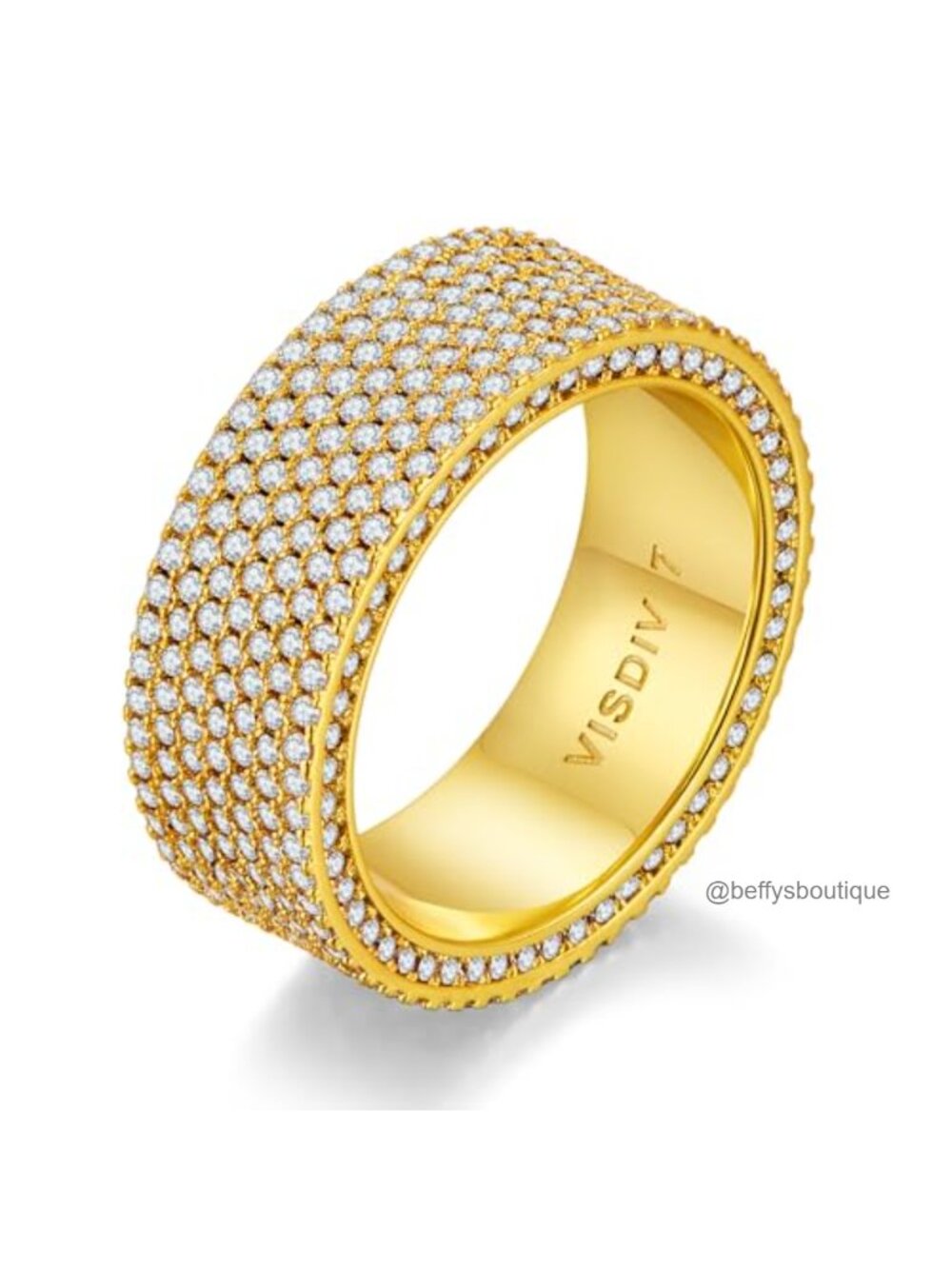 925 Sterling Silver Gold Plated Eternity Ring 8mm CZ Wedding Band